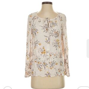 Lucky Brand Women’s Cream Floral Button-Front Blouse small